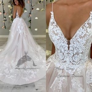 Lace Tulle Wedding Dress Size 10